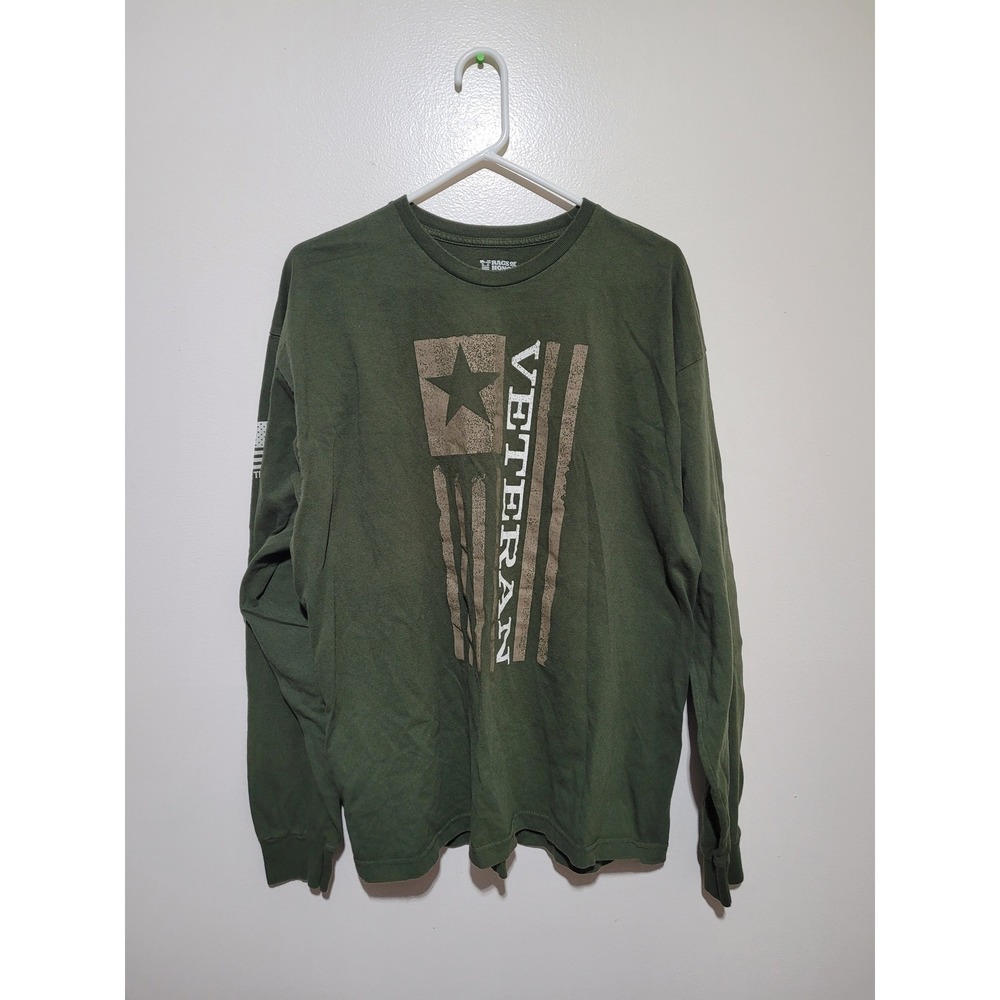 Rags of Honor Long Sleeve T-Shirt Mens XL‎ Green Veteran Graphic USA